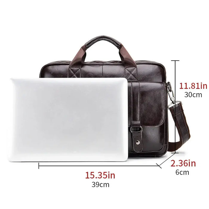 Leather Business Briefcase – 15-Inch Professional Work Bag for Men SF
