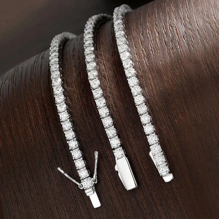 925 Sterling Silver Waterproof Moissanite Bracelet with GRA Certification SF