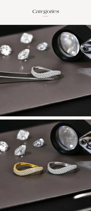 S925 Moissanite Ring – D-Color VVS1 Wavy Band SF