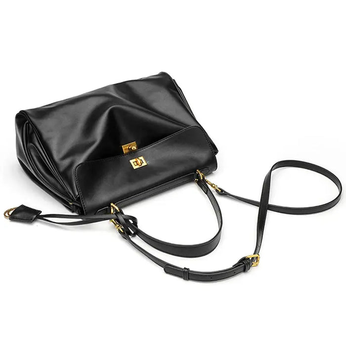 Microfiber Leather Shoulder Bag – Large Square with Lock SF