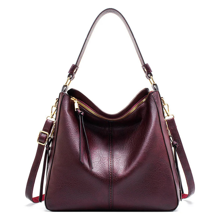 Luxury Faux Leather Hobo Handbag – Large Designer Women’s Tote Shoulder & Crossbody Bag SF