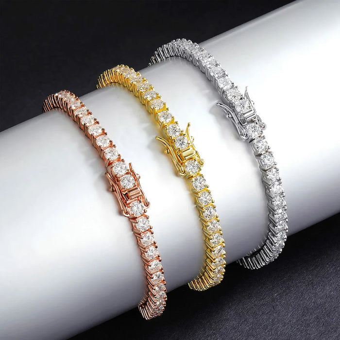 EWYA D Color Moissanite Tennis Bracelet 925 Silver 18K Gold - Samanta Factory
