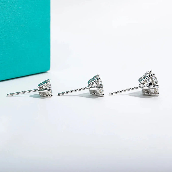 Moissanite Stud Earrings – 2ct Round Brilliant 925 Sterling Silver SF