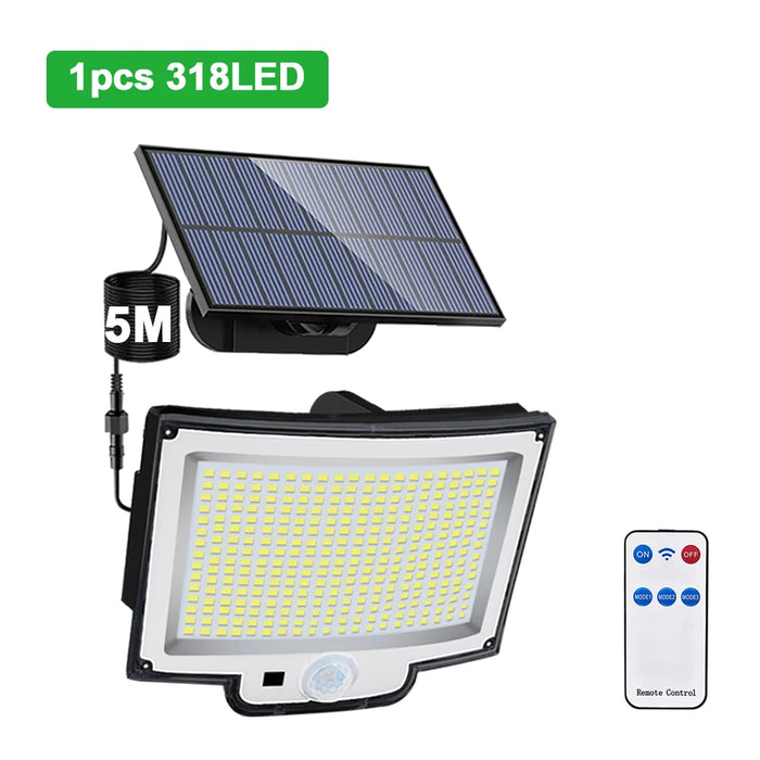 Solar Security Light – 3-Head Motion Sensor with Super Bright 348 LEDs - Samanta Factory