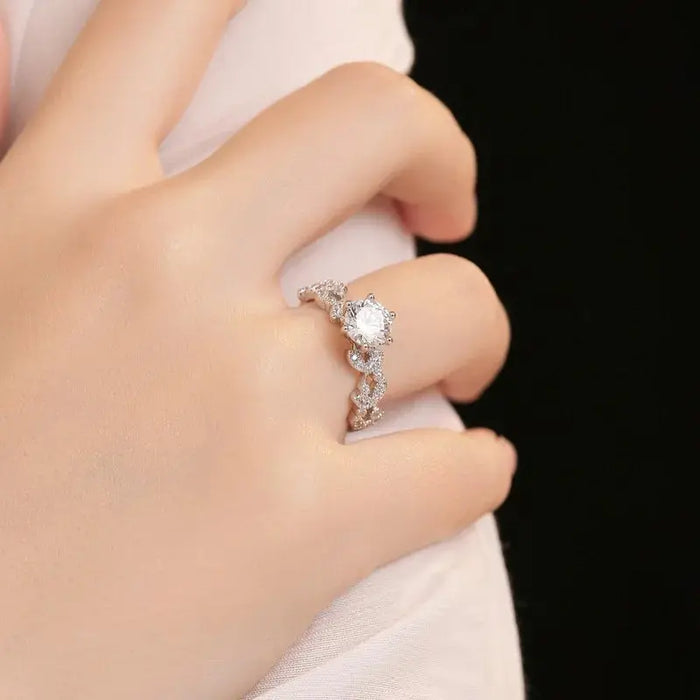 Moissanite Ring – S925 Sterling Silver 18K White Gold Plated SF