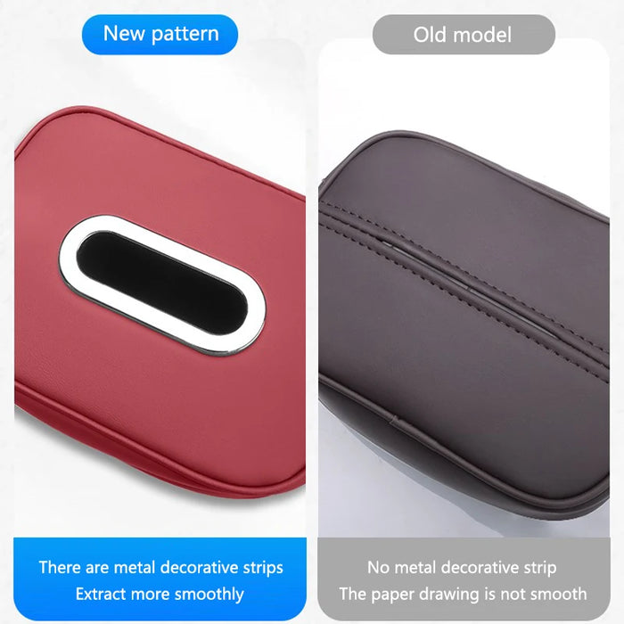 PU Leather Car Tissue Holder – Seat Back & Door Storage - Samanta Factory