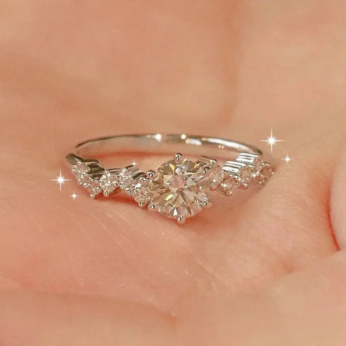 Moissanite Ring – S925 Sterling Silver 18K White Gold Plated SF