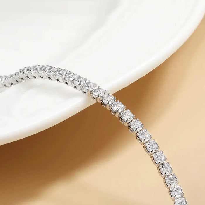 Moissanite Tennis Necklace – Adjustable 2 mm D-Color Shine SF