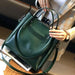 Vintage Cow Leather Shoulder Tote – Women’s Ruched Handbag SF