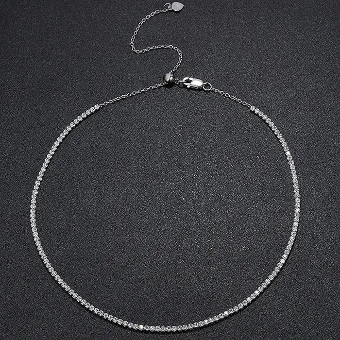 Moissanite Tennis Necklace – Adjustable 2 mm D-Color Shine SF