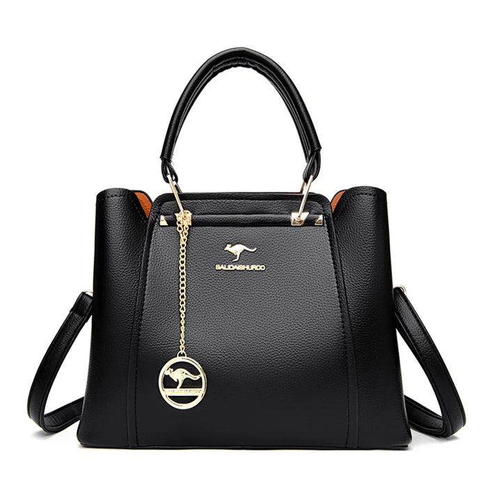 Women’s Soft PU Leather Handbag – Fashionable Casual Tote with Sequined Detail - Samanta Factory
