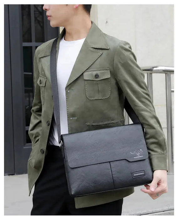 Men’s Business Satchel Bag – Slim PU Leather Shoulder Bag SF