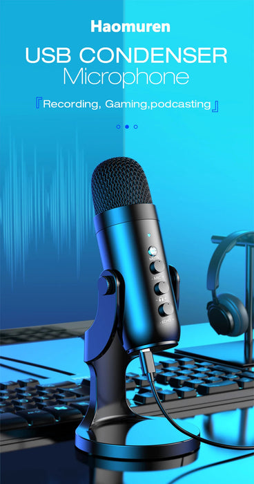 USB Condenser Microphone Kit – Cardioid with DSP Noise Cancellation & Plug-and-Play Setup SF