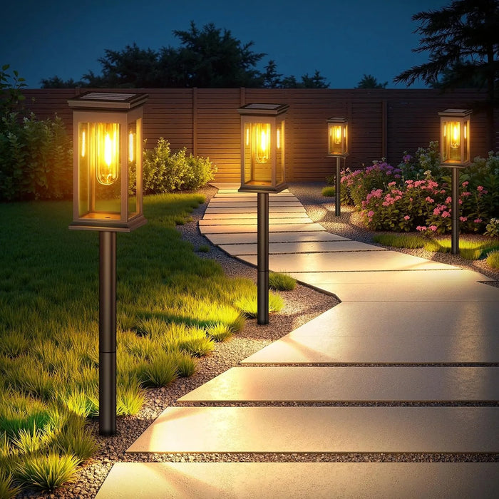 4 PCS Solar Lights Outdoor Solar Pathway Lights Waterproof Bright Solar Lamps Landscape Lighting for Path Yard Garden Walkway - Samanta Factory