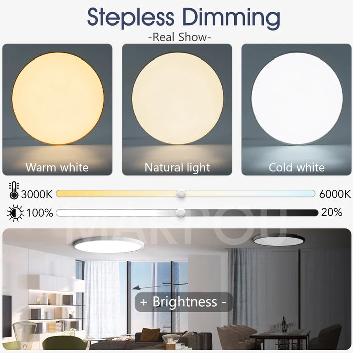 MARPOU Big Size Smart ceiling lamp led lamp for bedroom 80W ceiling lights with Remote control Dimmable led lights for room - Samanta Factory