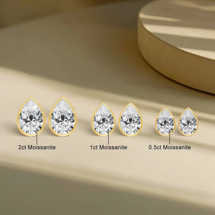 Luxury Bezel-Set Pear Moissanite Earrings for Wedding & Engagement Jewelry SF