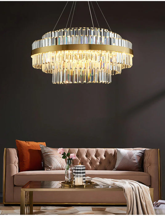 Modern Luxury LED Crystal Chandelier – Dimmable Remote-Controlled Ceiling Light - Samanta Factory