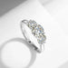 3-Stone Moissanite Engagement Ring – 2 CT D Color Yellow Gold Plated S925 Silver SF