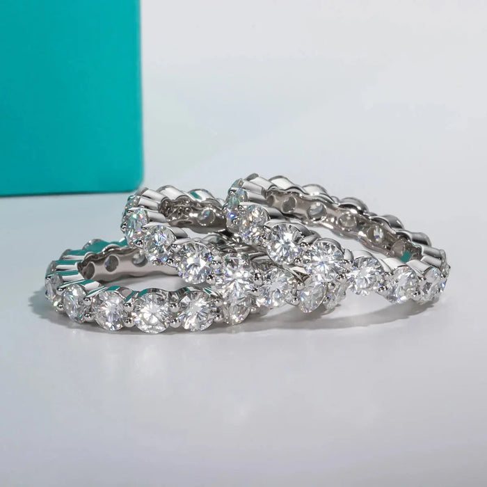 Moissanite Wedding Band Ring – 1.5CT D-Color VVS1 4mm Eternity Band in 925 Silver SF
