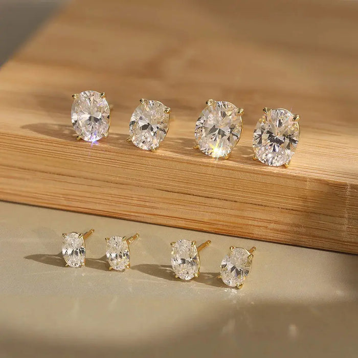 Oval Moissanite Stud Earrings – 0.5–3CT Brilliant Cut in 925 Sterling Silver SF