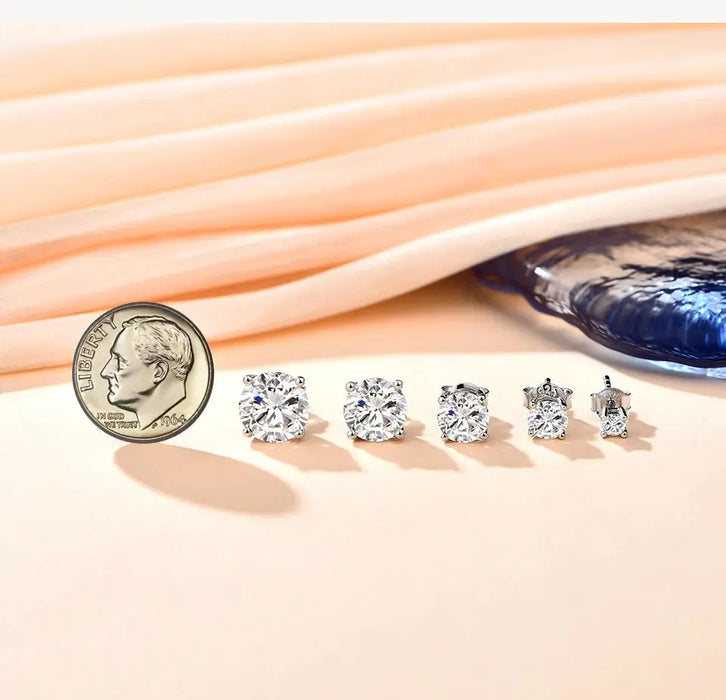 Moissanite Stud Earrings – 2ct D-Color Round Cut SF