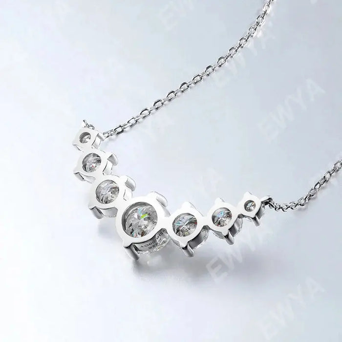 Moissanite Pendant Necklace – 7-Stone 925 Sterling Silver D-Color VVS1 SF