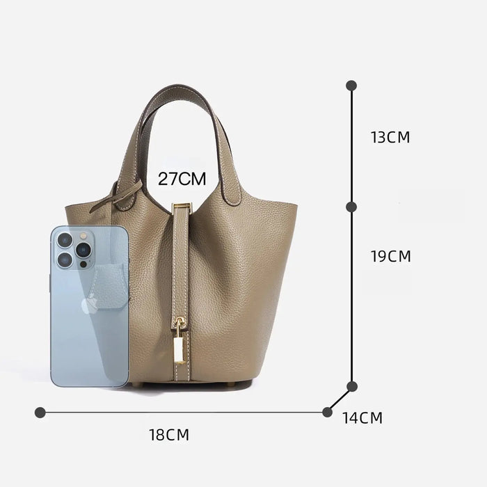 Cowhide Leather Bucket Bag – Soft Fashion for Four Seasons SF