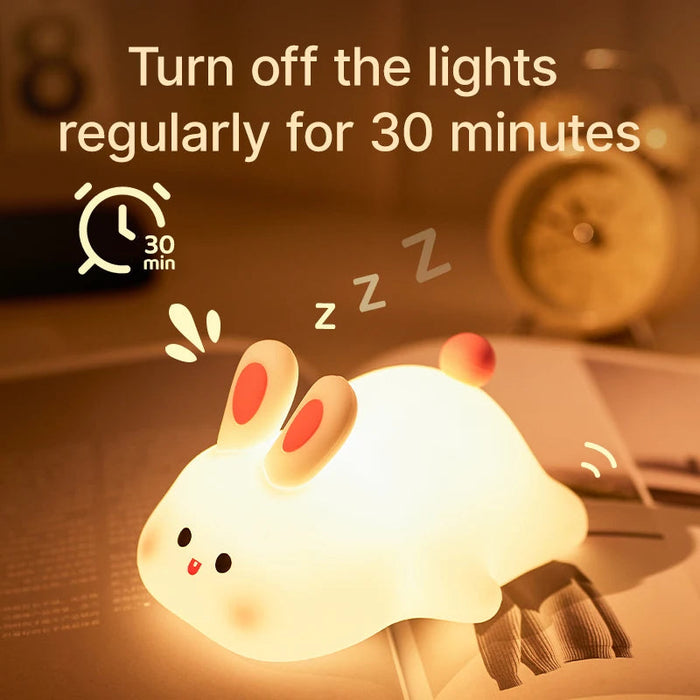 Cute Rabbit Night Light Silicone Lamp – Touch Sensor Soft LED Kids Sleep Light SF