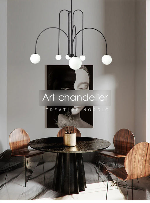 Modern LED Chandelier – Frosted Glass Pendant Light for Elegant Interiors - Samanta Factory