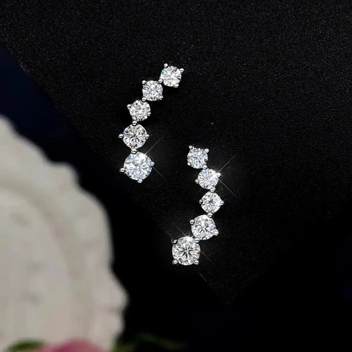 Premium 925 Sterling Silver Earrings With Excellent-Cut Moissanite Stones SF