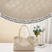 Genuine Leather Shoulder Bag – Elegant Casual Tote with Beading & Sequins for Women - Samanta Factory