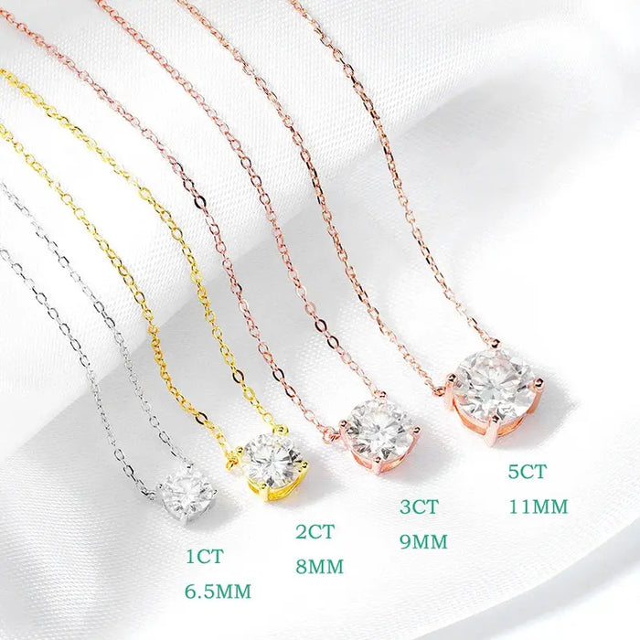Moissanite Solitaire Necklace – Certified VVS1 Round Stone SF