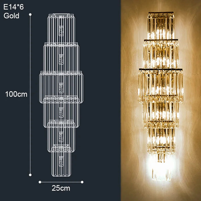 Crystal Wall Lamp – Modern Gold LED Lighting for Dining & Bedroom - Samanta Factory