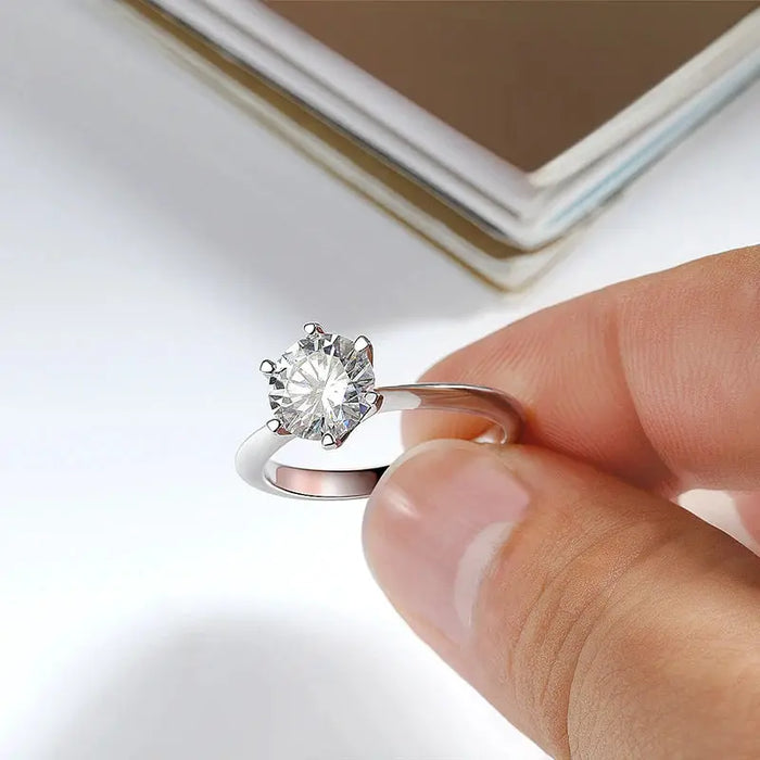Moissanite Engagement Ring – VVS1 Round Brilliant 925 Silver SF