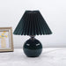 Korean Table Lamp – Vintage Pleated Fabric Shade with Ceramic Base - Samanta Factory