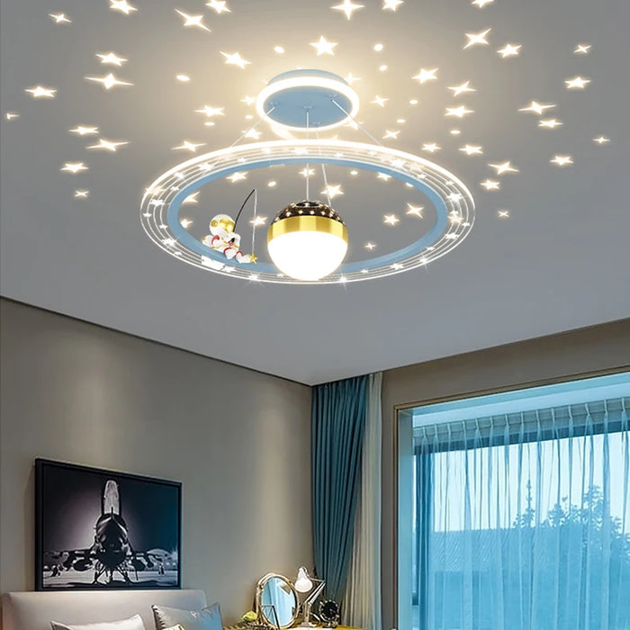Modern Flush Mount LED Chandelier – Remote-Control Dimmable Ceiling Light - Samanta Factory