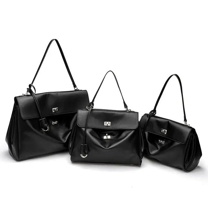Microfiber Leather Shoulder Bag – Large Square with Lock SF