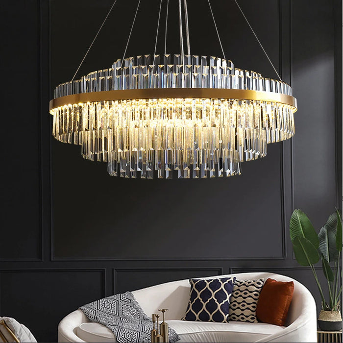 Modern Luxury LED Crystal Chandelier – Dimmable Remote-Controlled Ceiling Light - Samanta Factory