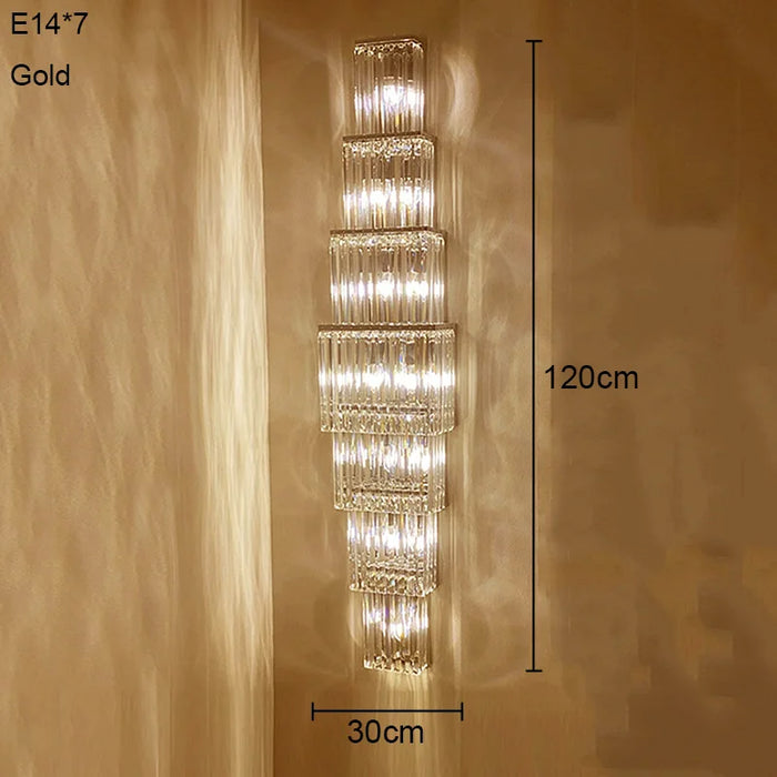 Crystal Wall Lamp – Modern Gold LED Lighting for Dining & Bedroom - Samanta Factory