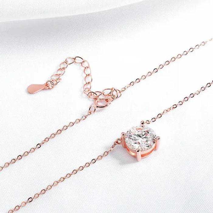 Moissanite Solitaire Necklace – Certified VVS1 Round Stone SF
