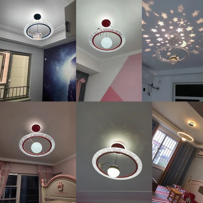 Modern Flush Mount LED Chandelier – Remote-Control Dimmable Ceiling Light - Samanta Factory
