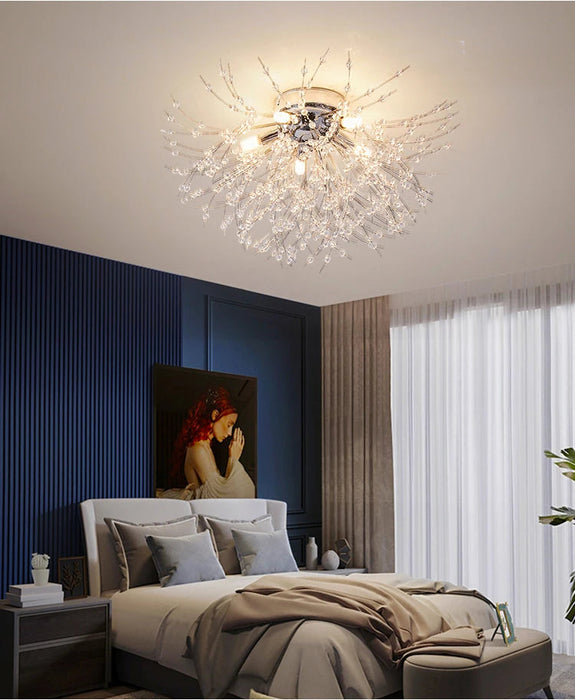 Crystal Dandelion Ceiling Light – 4-Light Nordic Chandelier for Living Room & Dining Room SF