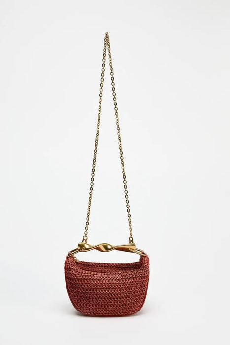 Women's Half Moon Straw Bag – Woven Bucket Crossbody Shoulder Bag for Summer Beach SF