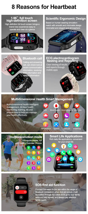 ECG Health Smartwatch – AMOLED Display & AI Voice Calling SF