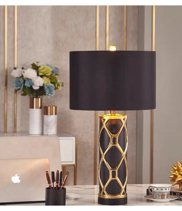 Nordic Ceramic Table Lamp – Elegant Fabric Shade Light for Bedroom & Living Room - Samanta Factory