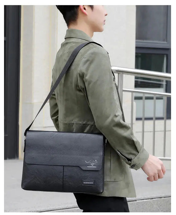Men’s Business Satchel Bag – Slim PU Leather Shoulder Bag SF