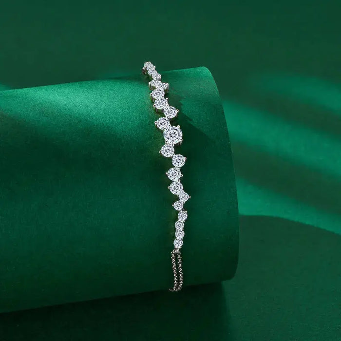 Moissanite Bracelet – Adjustable 925 Sterling Silver Design SF