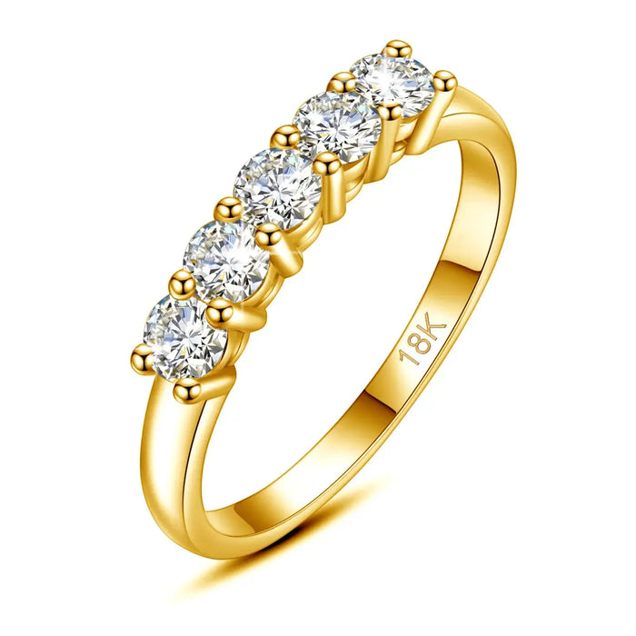 18K Gold Moissanite Wedding Ring – D-Color VVS1 Certified Stone SF