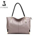 FOXER split leather women’s tote bag with dual handles, multiple interior compartments, and soft casual design for everyday use.
