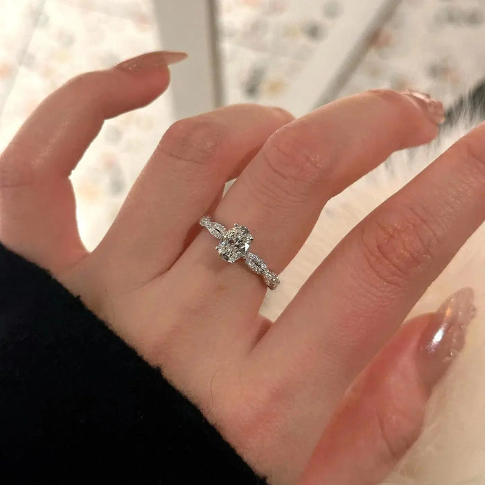 Moissanite Fashion Ring – Platinum-Plated Sparkle for Women SF